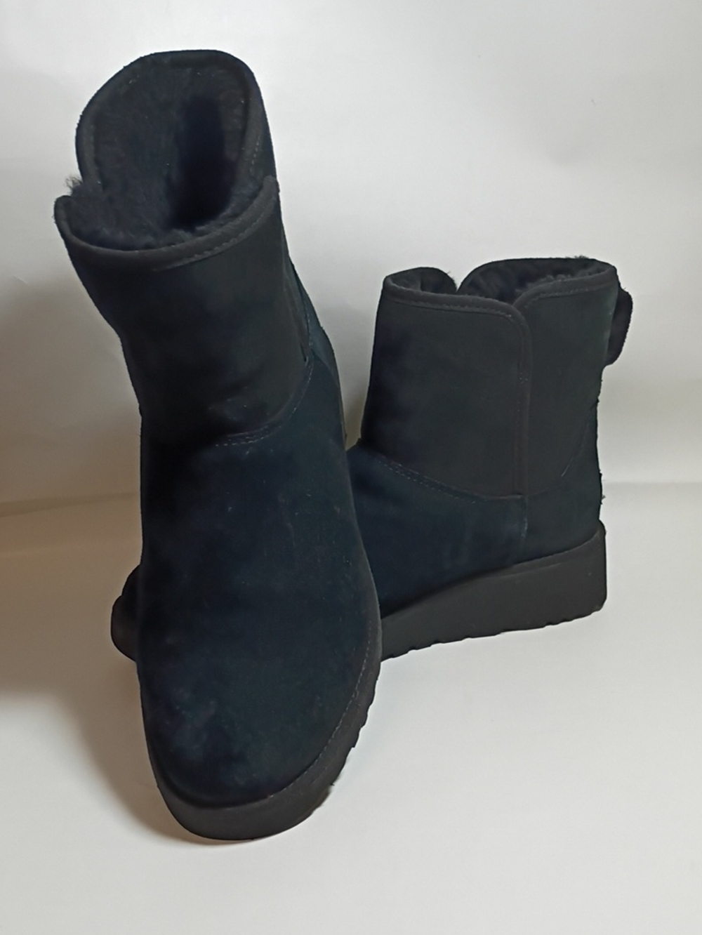 UGG Women's Black Suede Fur Winter Ankle Boots Size 8
